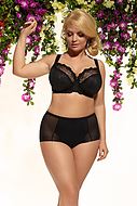 Exclusive big cup bra, lace, partially sheer cups, C to J-cup